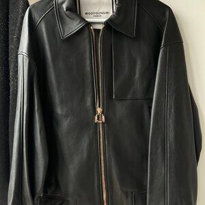 Wooyoungmi Collar Leather Jacket
